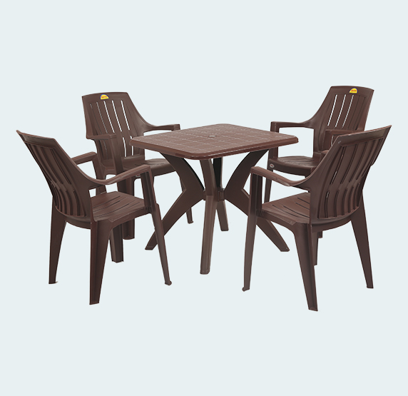 Furniture Plastic Chairs with Tables 4 Seater Dining Table and